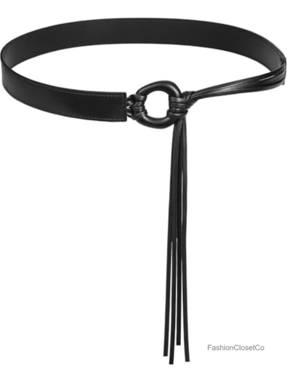 PU Leather Knotted Waist Belt Thin Strap for Dresses
